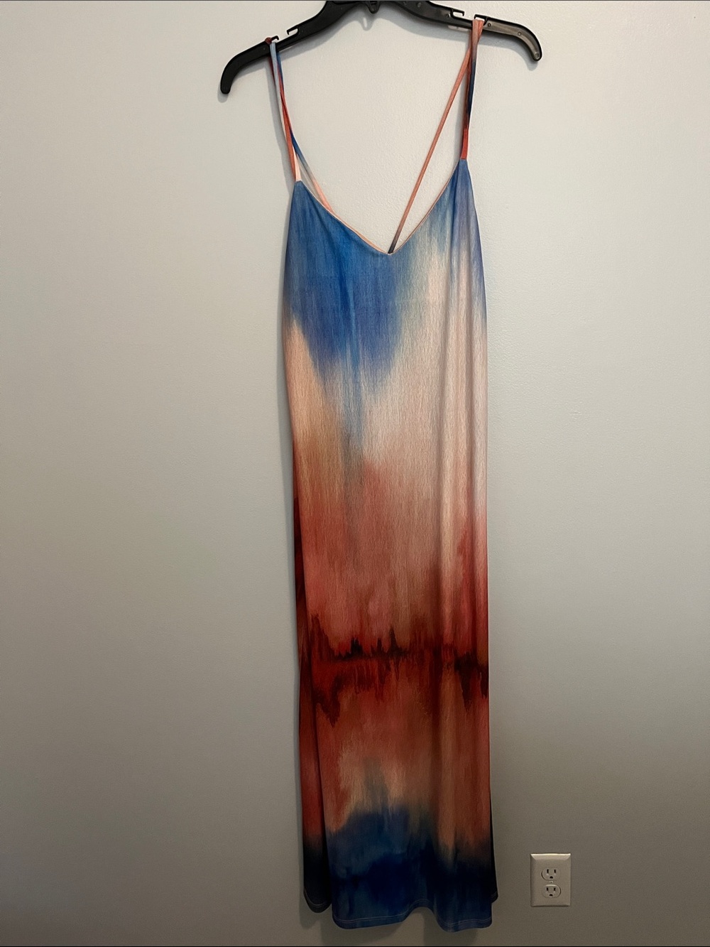Zara Blue and Rust Ombre Slip Maxi Dress